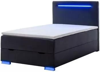 Meise M&ouml;bel Las Vegas II Boxspringbett Kunstleder schwarz mit LED (Las Vegas II)