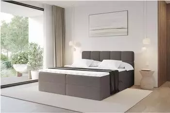 ALTDECOR FAMA Boxspringbett mit Topper, H4-Matratze, 120x200cm, braun