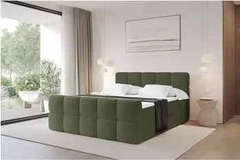 ALTDECOR FAMA Zanozek Boxspringbett mit Topper, H4, 160x200cm, gr&uuml;n