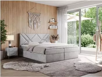 Gerster Neomi Boxspringbett 160x200cm hellgrau Velvet H3 Visco (800000790832)