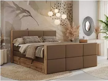 MKS Albero 2 King DUO Boxspringbett 140x200cm Kunstleder braun H3 (800000939422)
