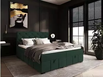 Fun Möbel Boxspringbett GISEL 160x200cm, Stoff Salvador, flaschengrün