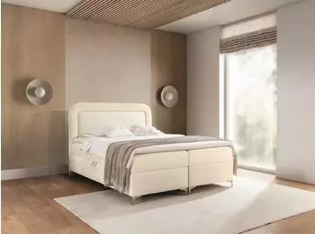 Fun M&ouml;bel Willow Boxspringbett 140x200cm, Stoff Puente, creme