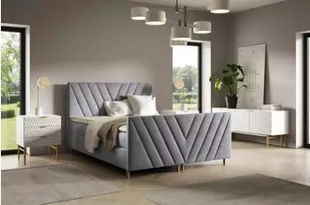 Fun M&ouml;bel Carlito Boxspringbett 140x220cm, Stoff, grau
