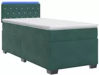 vidaXL Boxspringbett mit Matratze und LED Dunkelgr&uuml;n 80 x 200 cm Samt