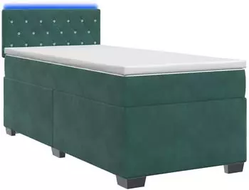 vidaXL Boxspringbett mit Matratze und LED, Samt, dunkelgr&uuml;n, 80x200cm (3452063)