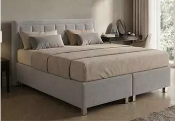 Home Collective Boxspringbett Microvelours grau, 180x200cm, Kaltschaum H3