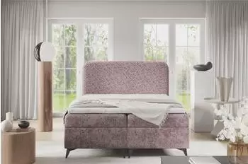 Fun Möbel TRIANA PREMIUM Boxspringbett 160x200cm, Stoff Trenza, altrosa