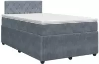 vidaXL Boxspringbett mit Matratze Dunkelgrau 120 x 200 cm Samt