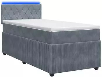 vidaXL Boxspringbett mit Matratze, Samt, dunkelgrau, 80x200cm (3453024)