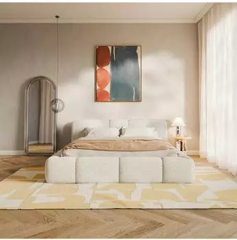 Selsey Bowia Polsterbett mit Bettkasten, Pl&uuml;sch hellbeige, 160x200cm