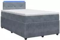 vidaXL Boxspringbett mit Matratze Dunkelgrau 120 x 190 cm Samt