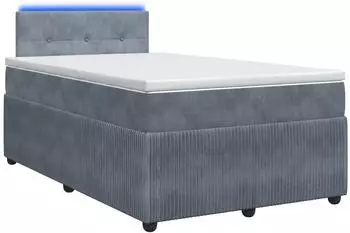 vidaXL Boxspringbett mit Matratze 120x190cm, dunkelgrau, Samt (3453102)