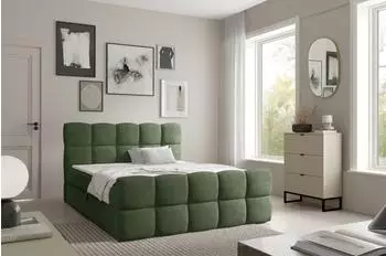 Fun Möbel Satine Premium Boxspringbett 180x220cm, Stoff Coral, meeresgrün