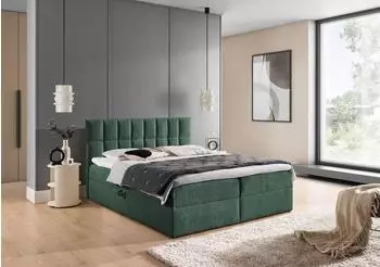 Fun Möbel DOMINGA PREMIUM Boxspringbett 180x200cm, Stoff, meeresgrün