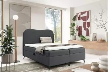 Fun M&ouml;bel BLAIR Boxspringbett Boucl&eacute;-Stoff dunkelgrau, 160x200cm