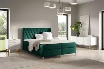 Fun M&ouml;bel Espen Premium Boxspringbett 160x220cm, Stoff, smaragdgr&uuml;n