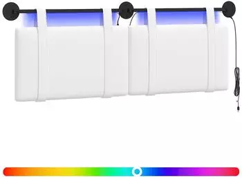 vidaXL H&auml;ngendes Kopfteil mit LED, Stoff, wei&szlig; (3423946)
