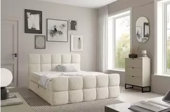 Fun Möbel Satine Premium Boxspringbett 120x200cm, Stoff, creme