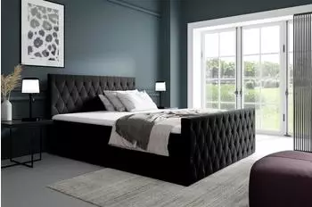 Fun Möbel ASHER Boxspringbett 160x220cm, Stoff, schwarz