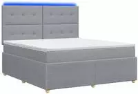 vidaXL LED Boxspringbett mit Matratze Hellgrau 160 x 200 cm Stoff