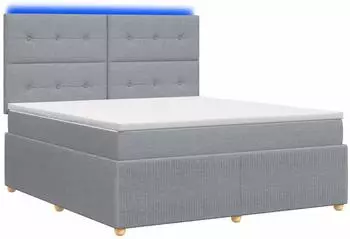 vidaXL Boxspringbett mit Matratze & LED, Stoff, hellgrau, 160x200cm (3455895)