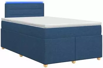 vidaXL Boxspringbett mit Matratze und Kopfteil, Stoff, blau, 120x200cm (3452393)