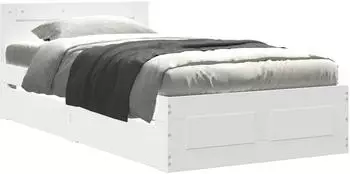 vidaXL Bettrahmen mit 2 Schubladen, weiß, Holzwerkstoff, 80x200cm (3429677)