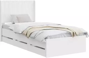 vidaXL Bettgestell mit Stauraum und Kopfteil, wei&szlig;, 90x200cm (3413977)