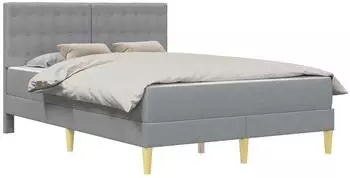 vidaXL Bettgestell mit Matratze hellgrau 140x200cm Stoff