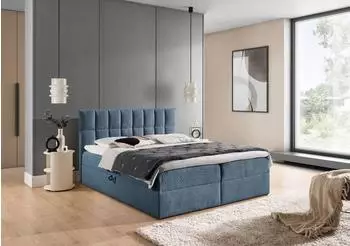 Fun Möbel Dominga Boxspringbett 200x220cm, Stoff Coral, hellblau