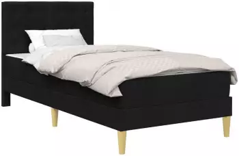 vidaXL Bettgestell mit Matratze und Kopfteil, Stoff, schwarz, 80x200cm (3415080)