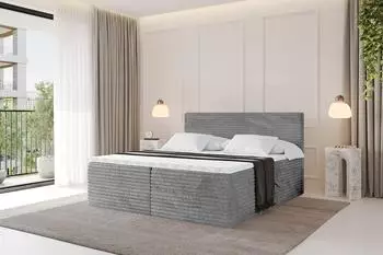 ALTDECOR TOLO-v1 Boxspringbett Cord hellgrau 140x200cm H4 (800001768263)
