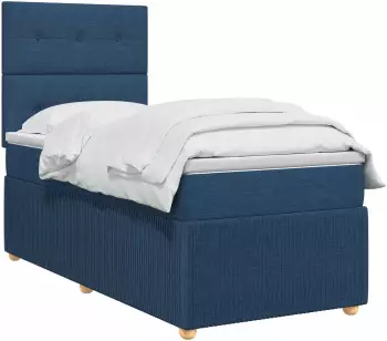 vidaXL Boxspringbett mit Matratze und Kopfteil, Stoff, blau, 100x200cm (3454332)