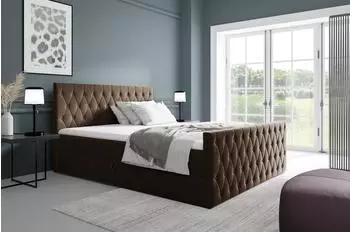 Fun Möbel Asher Premium Boxspringbett 180x200cm, Stoff, braun