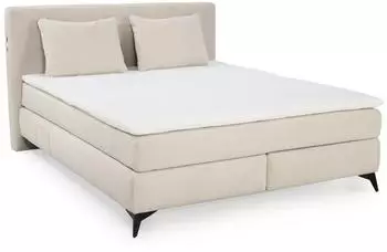 luma-home Boxspringbett 160x200cm H4 Chenille beige, LED, USB (20014)