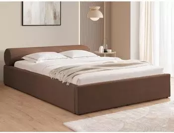 S-Style Möbel Josy Polsterbett mit Bettkasten und Lattenrost, Chenille-Stoff, braun, 140x200cm (800001200231)