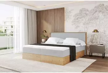 ALTDECOR Lolli9 Boxspringbett mit Bettkasten, Lattenrost & Topper, 140x200cm, hellgrau (LOLLI9)