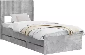 vidaXL Bettgestell mit Stauraum und Kopfteil, betongrau, 75x190cm (3414350)