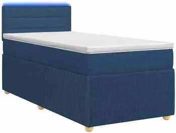 vidaXL Boxspringbett mit Matratze und Kopfteil, Stoff, blau, 100x200cm (3452861)