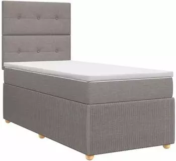 vidaXL Boxspringbett mit Matratze und Kopfteil, Stoff, taupe, 90x190cm (3454288)