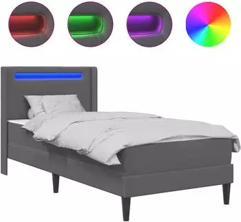vidaXL Bettgestell mit Matratze grau 90x190cm Kunstleder (3414894)