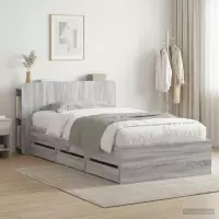 vidaXL Bettgestell mit Stauraum und Kopfteil Sonoma-Grau 80 x 200 cm