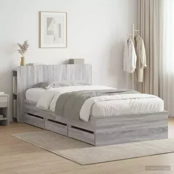 vidaXL Bettgestell mit Stauraum und Kopfteil Sonoma-Grau 80x200cm (3433914)