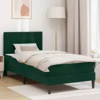 vidaXL Bettgestell mit Matratze Dunkelgr&uuml;n 100 x 200 cm Samt