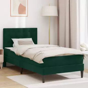 vidaXL Bettgestell mit Matratze 100x200cm, dunkelgr&uuml;n, Samt (3415032)