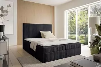 Fun Möbel ARNAU PREMIUM Boxspringbett 160x200cm, Stoff Tilia, schwarz