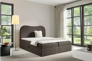 Fun M&ouml;bel Darlin Boxspringbett 140x220cm, Stoff Gerra, dunkelgrau
