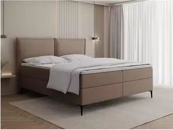 WFL GROUP Calio Rise Boxspringbett mit Bettkasten, Chenille braun, 120x200cm, H4 (800001913360)