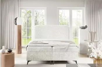 Fun Möbel Triana Premium Boxspringbett 120x200cm, Stoff Trenza, creme